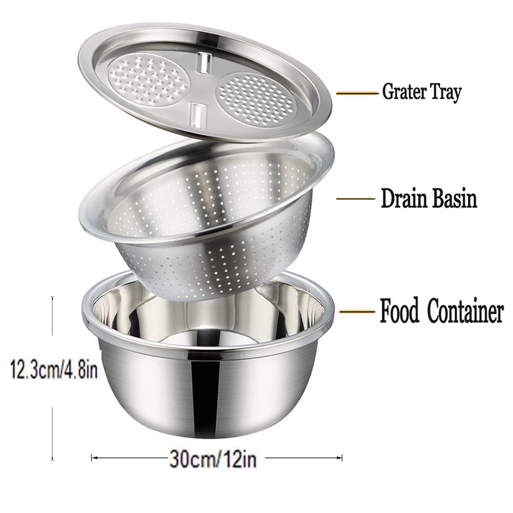 Stainless Steel Colanders Set Basin With Grater Strainer