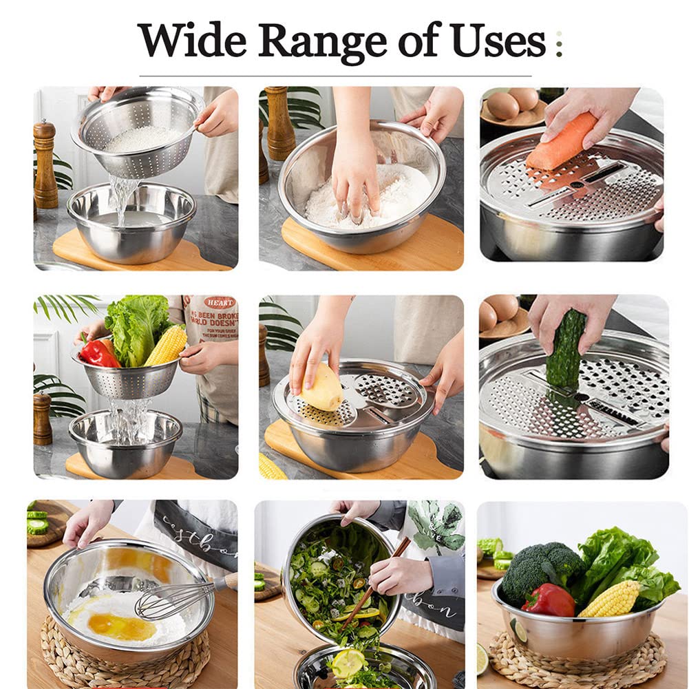 Stainless Steel Colanders Set Basin With Grater Strainer